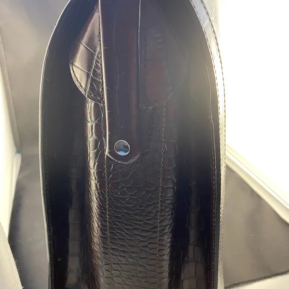 Bosca Dark Brown Crocodile Embossed Briefcase - Picture 6 of 8